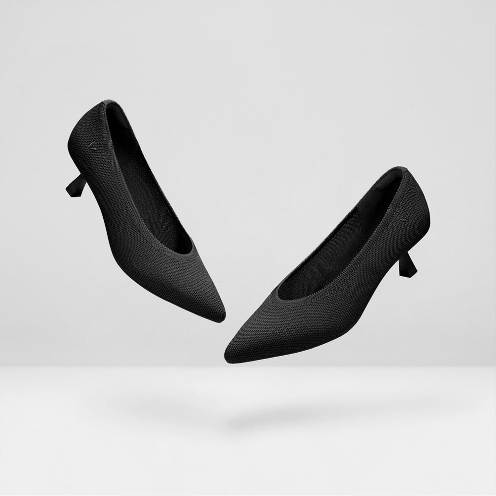 Vivaia Pointed Toe Black Kitten Heels Women's